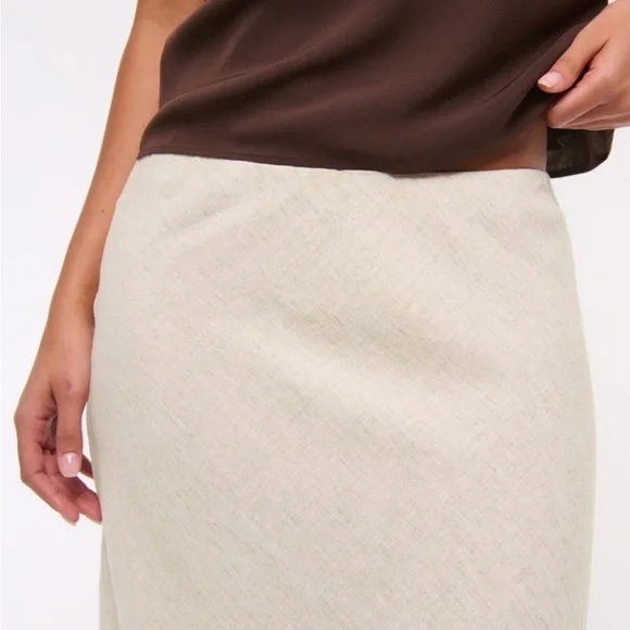 Abercrombie + Fitch Mid Rise Linen Blend Maxi Skirt - Picture 5 of 10